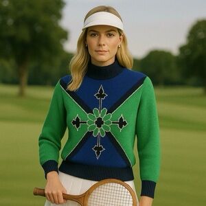 VTG St John Sportwear Womens Santana Knit Sweater M 80s Preppy Country Club Top